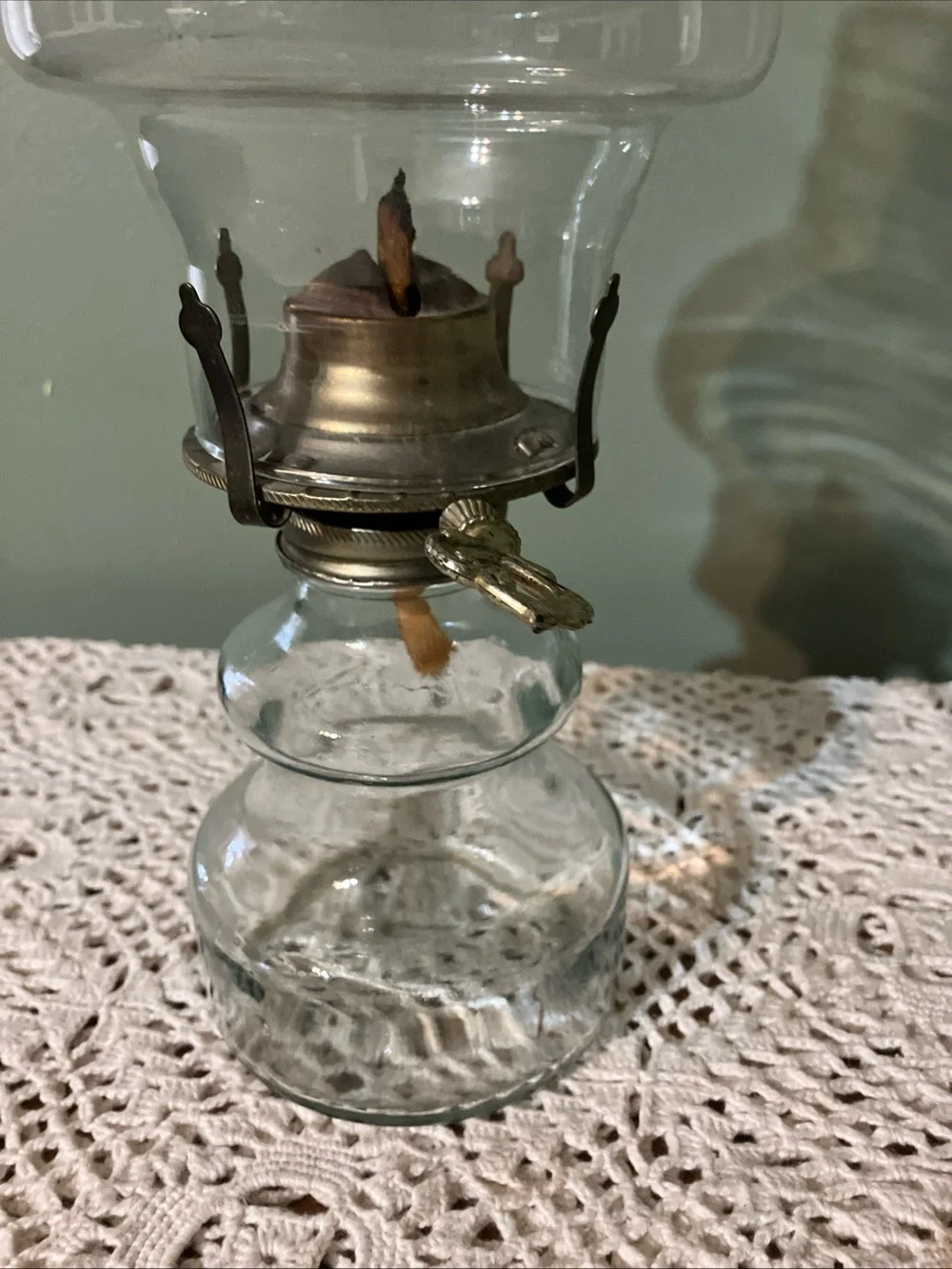 Vintage Clear Glass Oil Kerosene Lamp